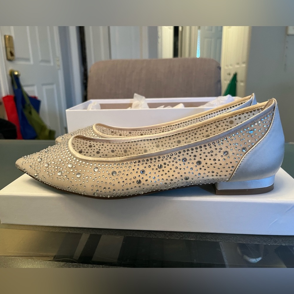 Betsey Johnson for David’s Bridal rhinestone and mesh flats